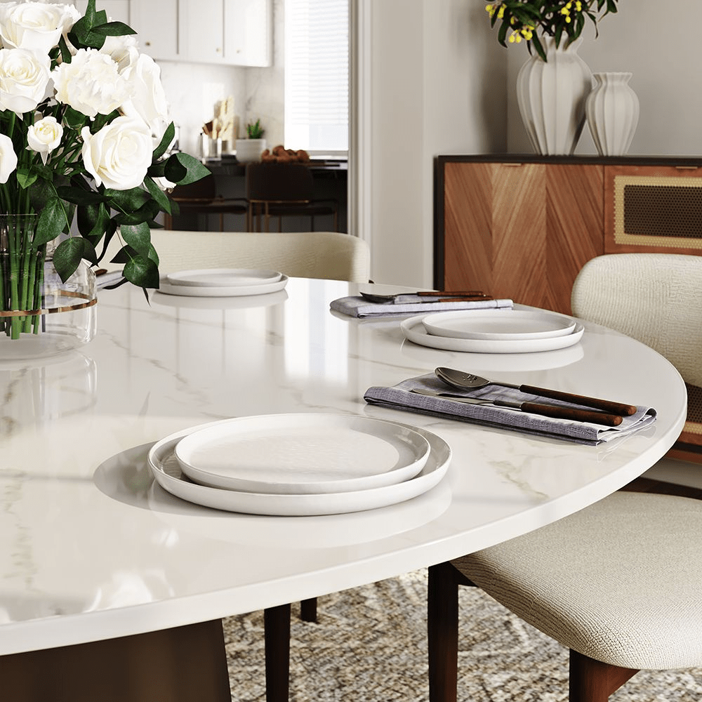 Aurelio Circa Gloss Sintered Stone Dining Table - Exclusivia