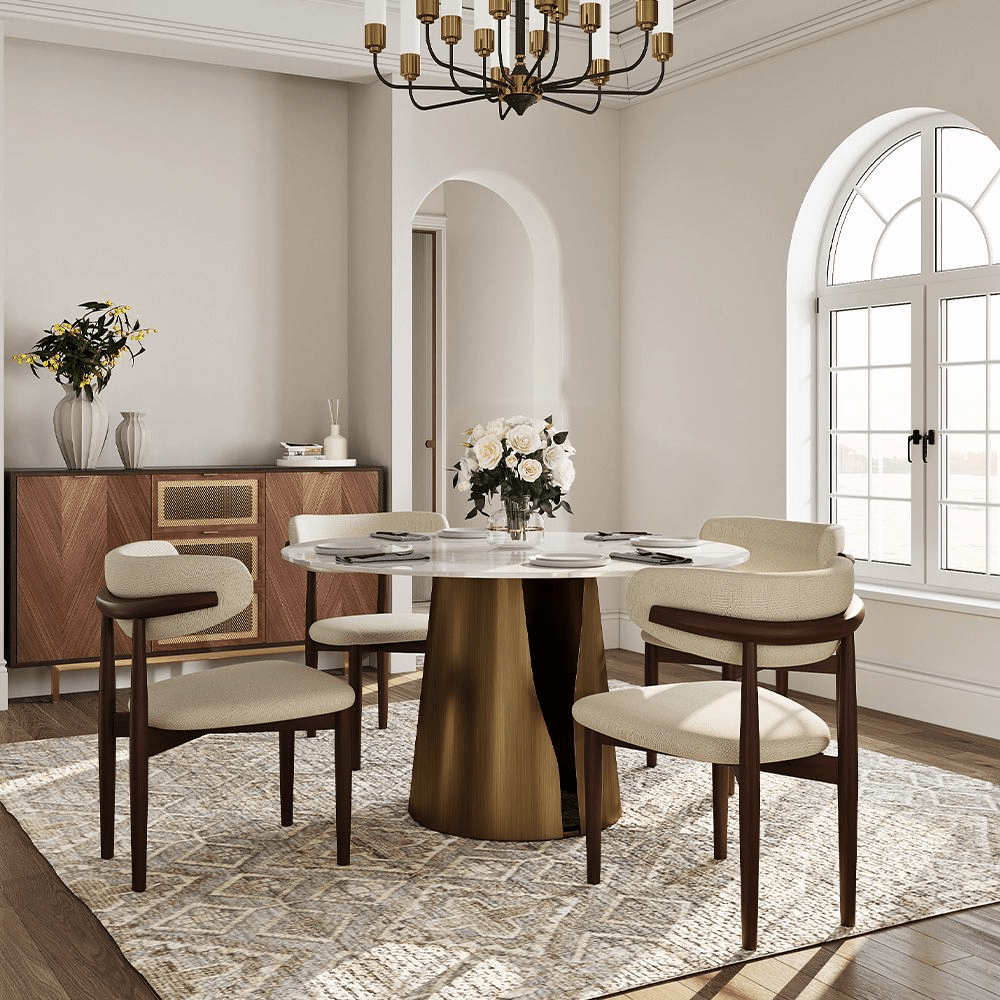 Aurelio Circa Gloss Sintered Stone Dining Table - Exclusivia