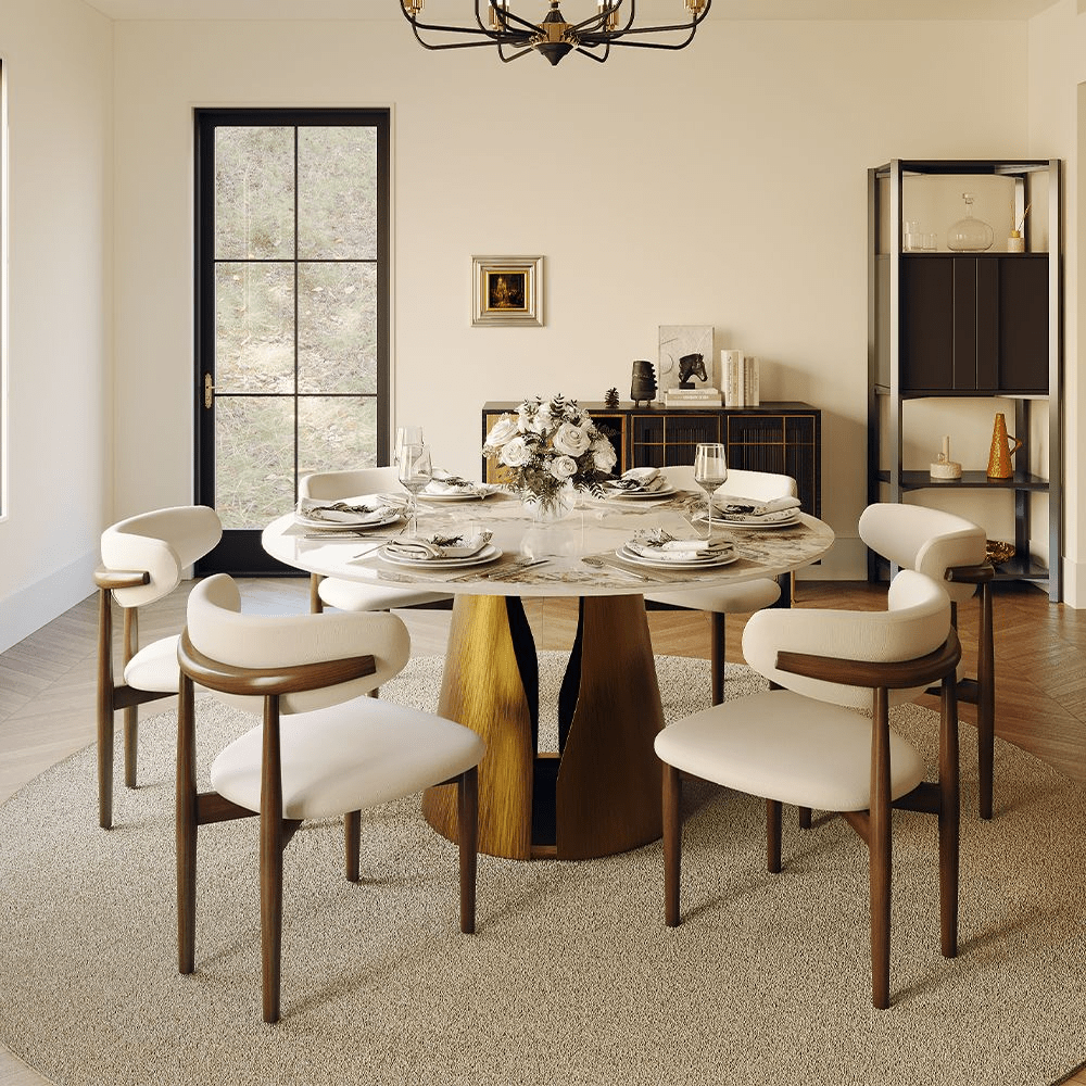 Aurelio Circa Gloss Sintered Stone Dining Table - Exclusivia