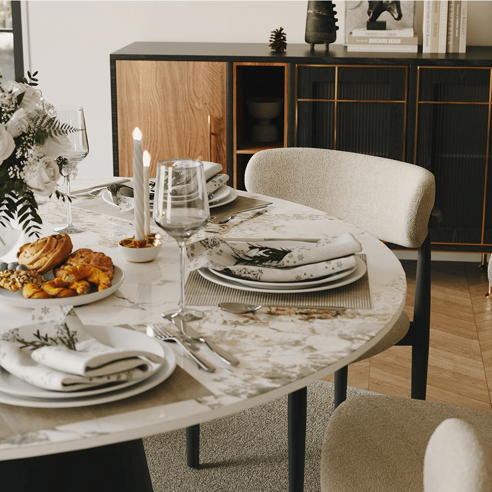 Aurelio Circa Gloss Sintered Stone Dining Table - Exclusivia