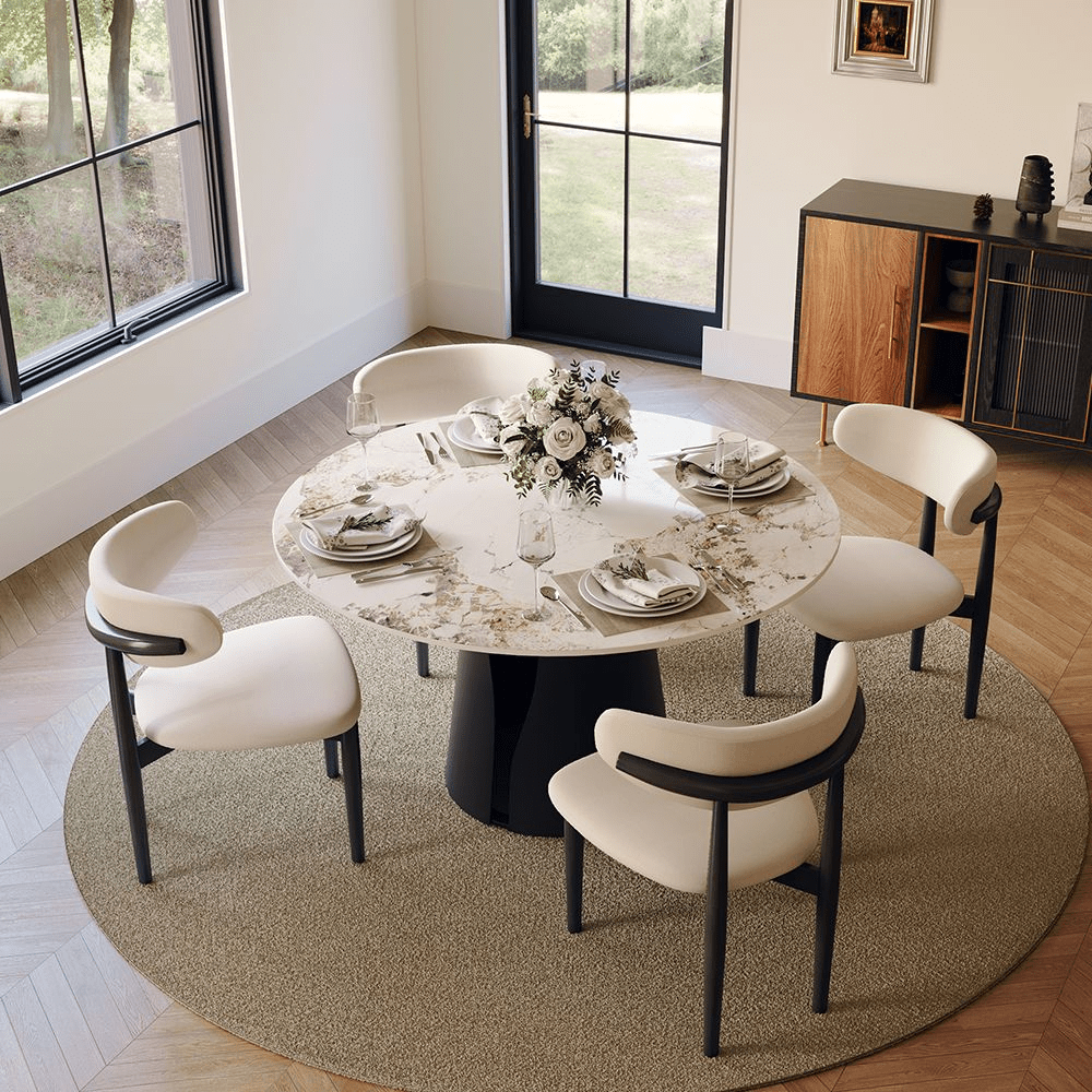 Aurelio Circa Gloss Sintered Stone Dining Table - Exclusivia