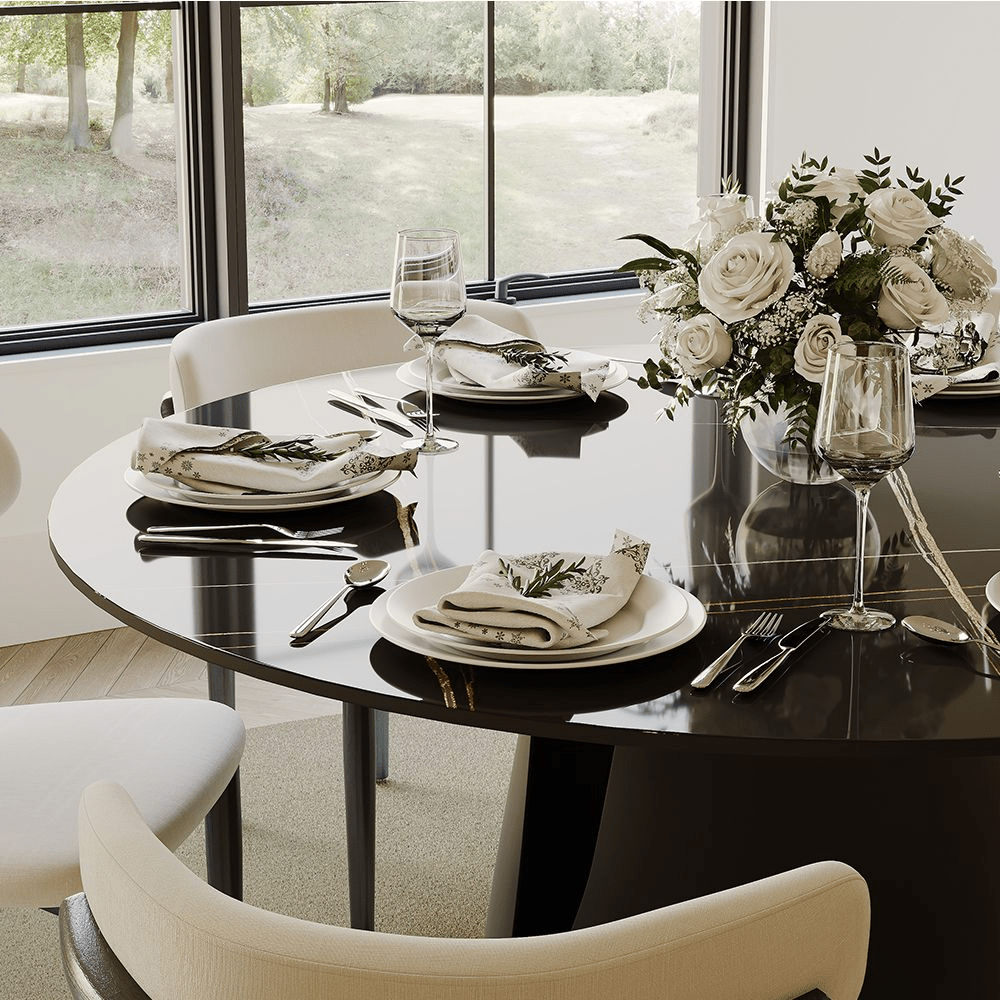 Aurelio Circa Gloss Sintered Stone Dining Table - Exclusivia