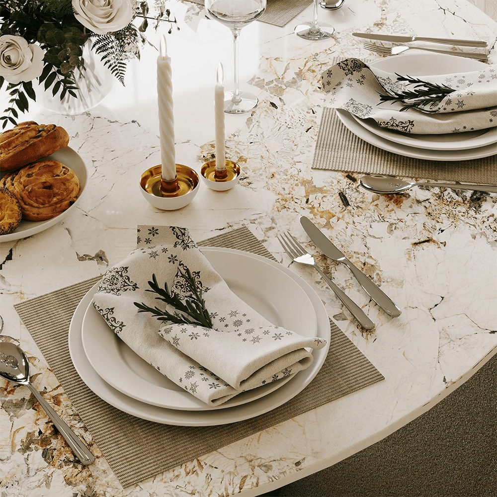 Aurelio Circa Gloss Sintered Stone Dining Table - Exclusivia