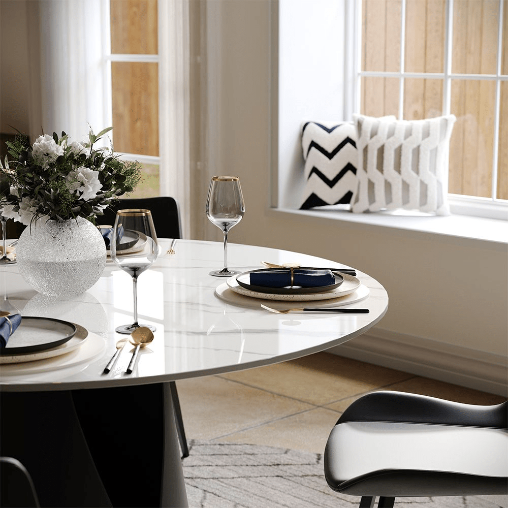 Aurelio Circa Gloss Sintered Stone Dining Table - Exclusivia