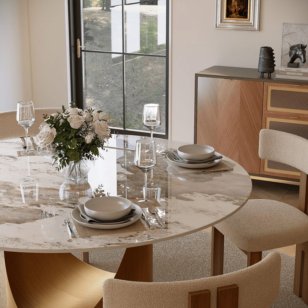 Aurelio Luxe Round Sintered Stone Dining Table - Exclusivia