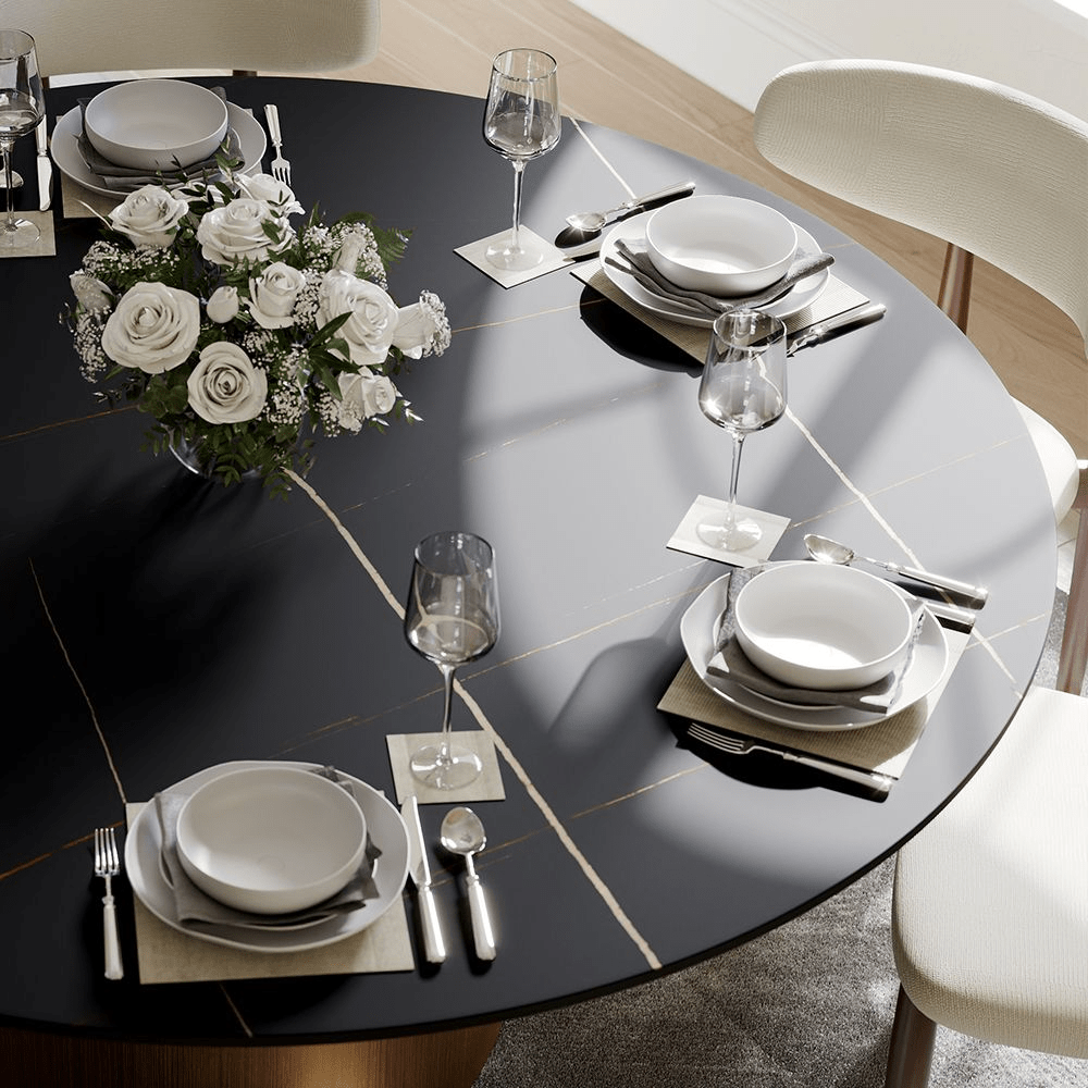 Aurelio Luxe Round Sintered Stone Dining Table - Exclusivia