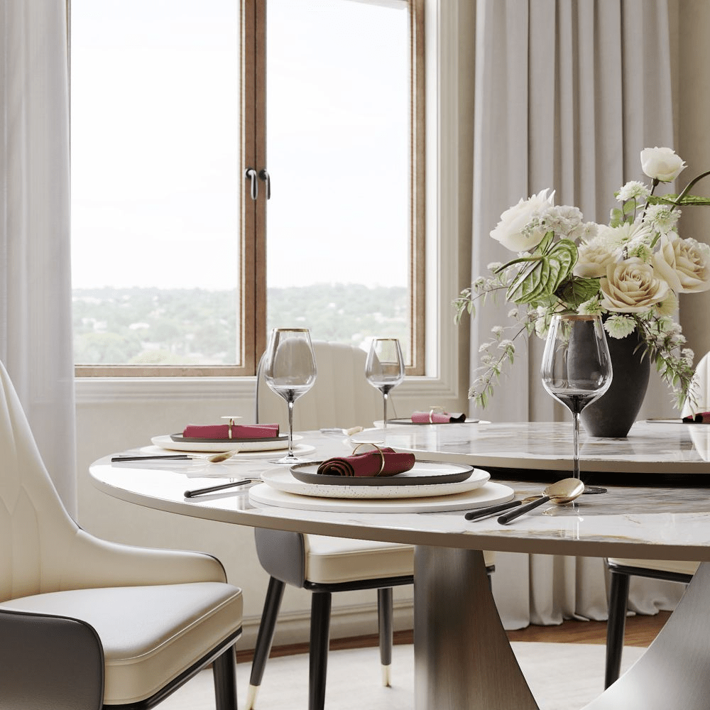 Aurelio Luxe Round Sintered Stone Dining Table - Exclusivia