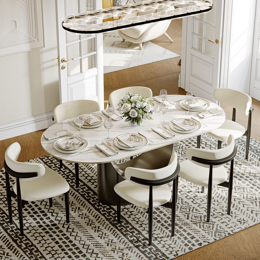 Aurelio Oval Gloss Sintered Stone Dining Table - Exclusivia
