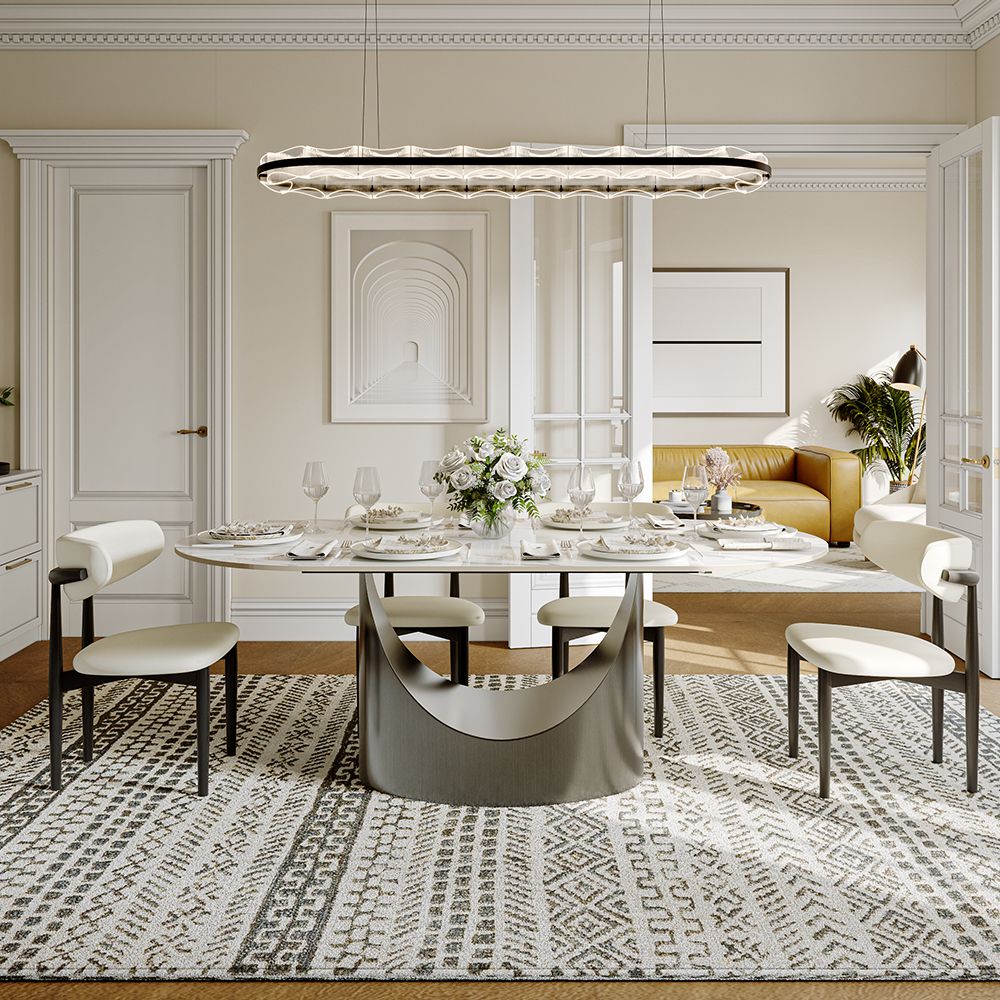 Aurelio Oval Gloss Sintered Stone Dining Table - Exclusivia