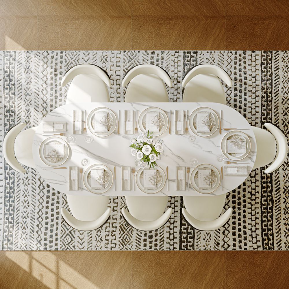 Aurelio Oval Gloss Sintered Stone Dining Table - Exclusivia