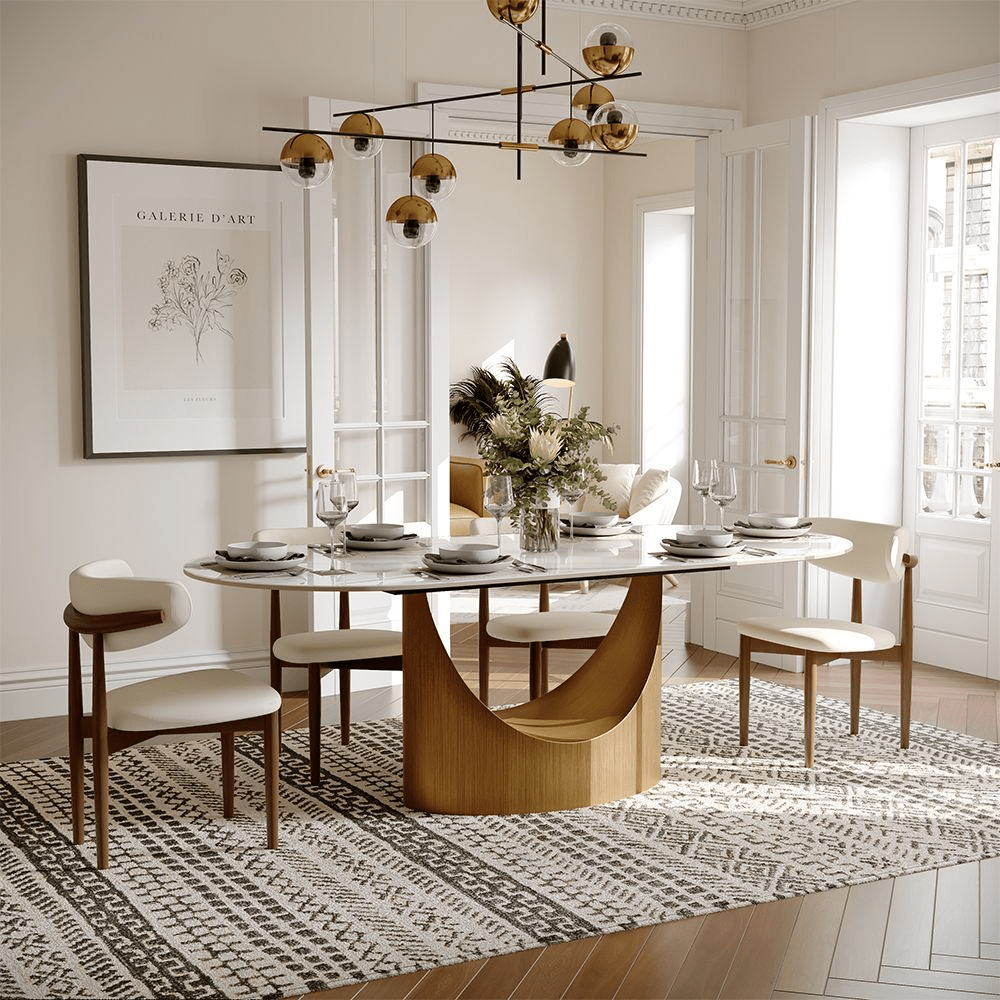 Aurelio Oval Gloss Sintered Stone Dining Table - Exclusivia