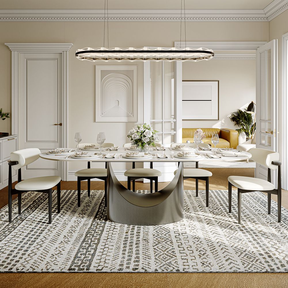 Aurelio Oval Gloss Sintered Stone Dining Table - Exclusivia