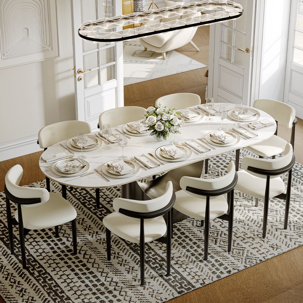 Aurelio Oval Gloss Sintered Stone Dining Table - Exclusivia