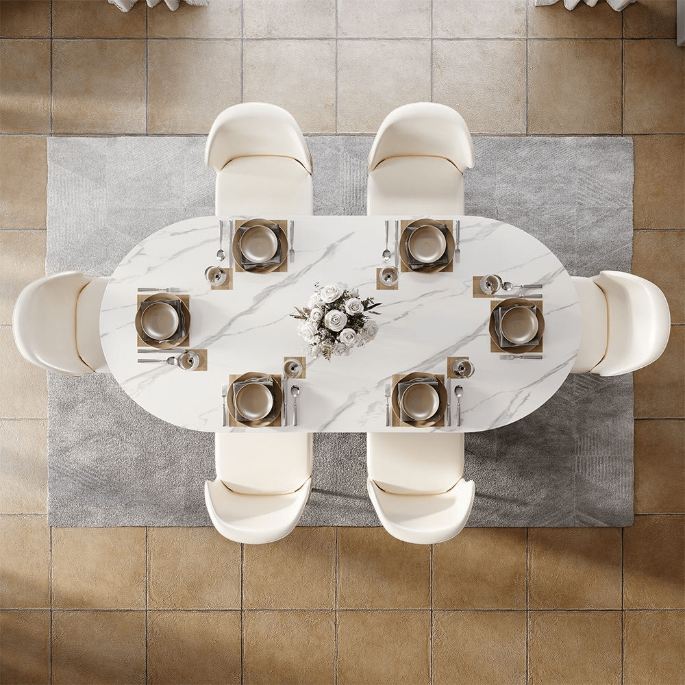 Aurelio Oval Gloss Sintered Stone Dining Table - Exclusivia