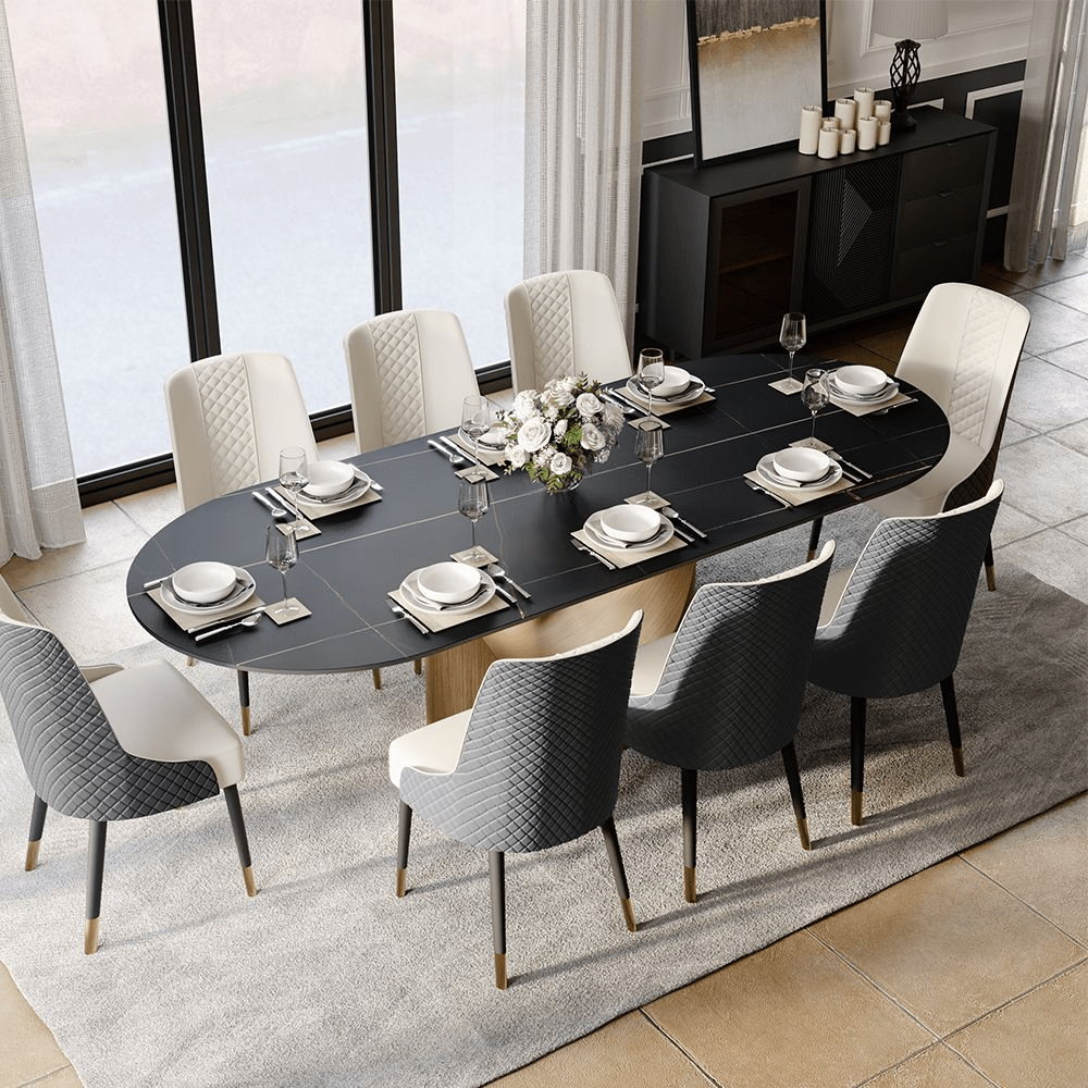Aurelio Oval Gloss Sintered Stone Dining Table - Exclusivia