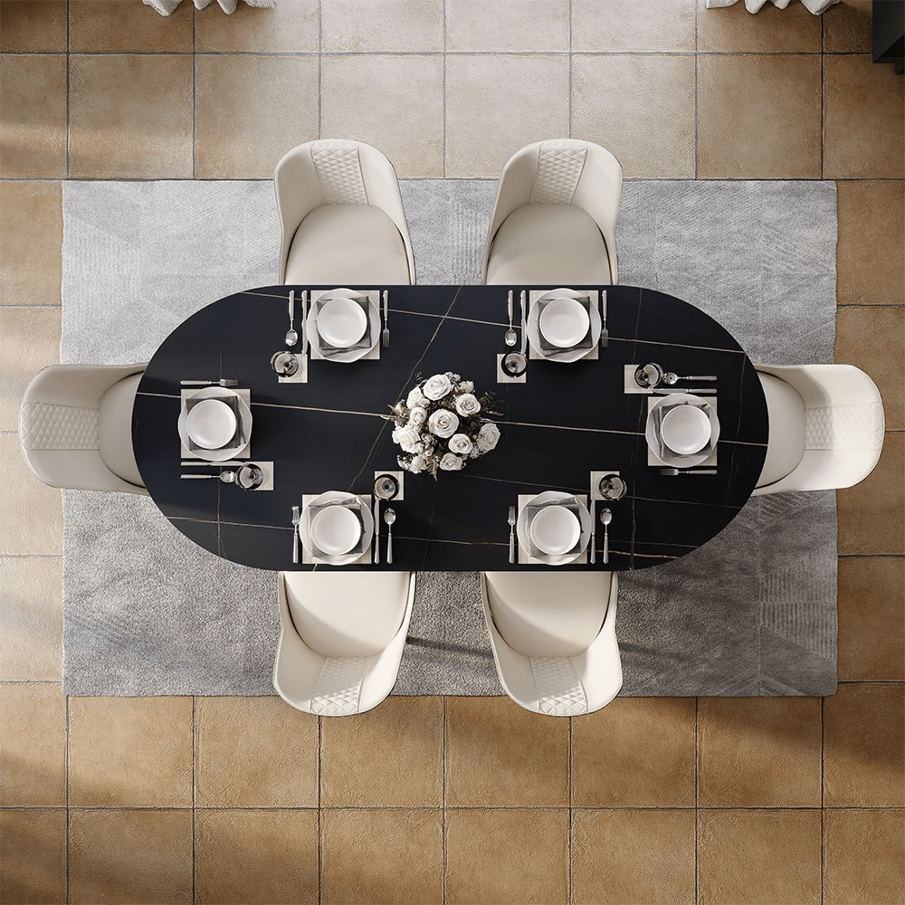 Aurelio Oval Gloss Sintered Stone Dining Table - Exclusivia