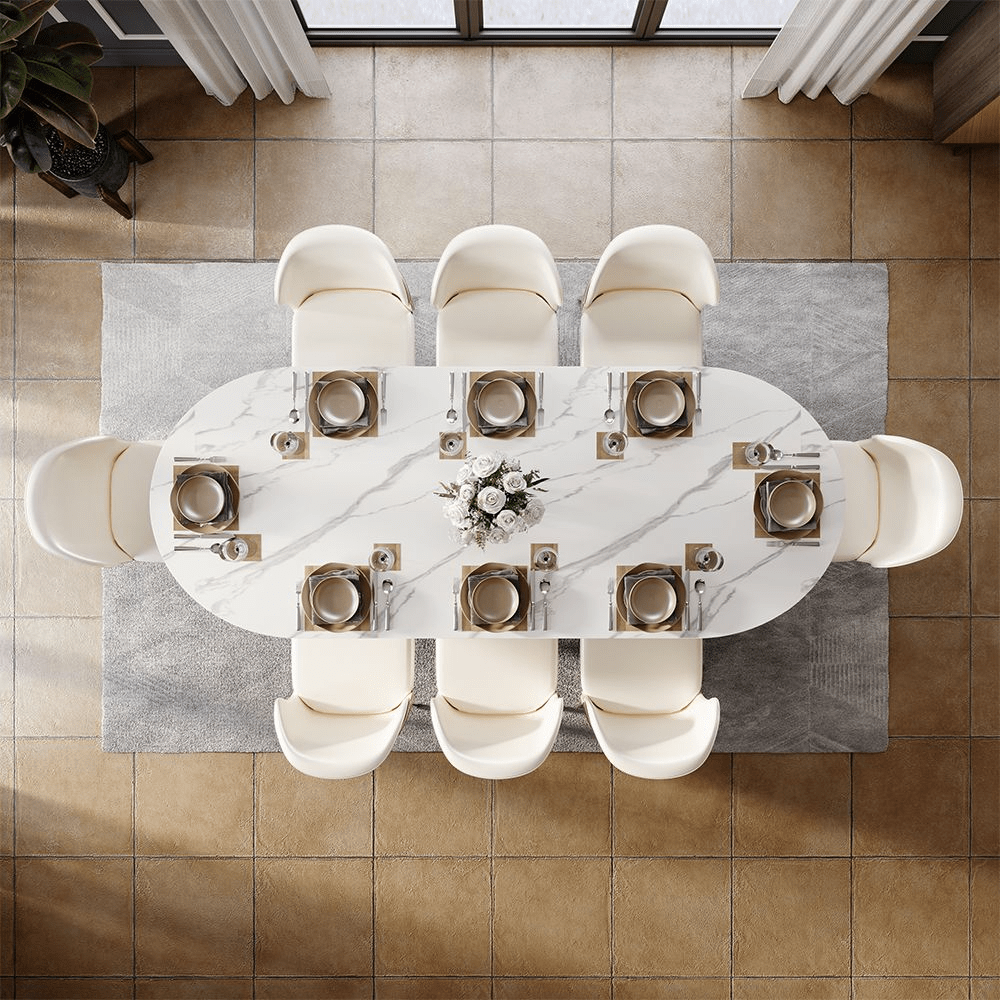 Aurelio Oval Gloss Sintered Stone Dining Table - Exclusivia