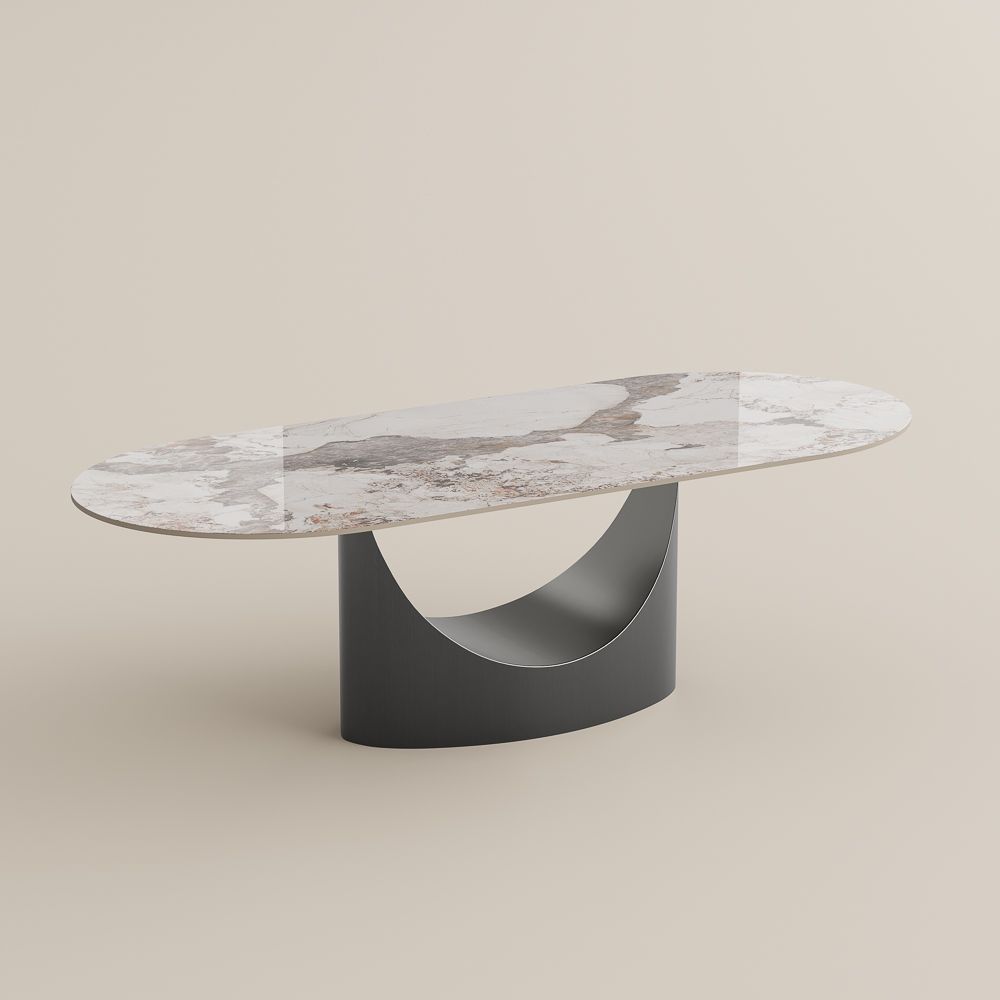 Aurelio Oval Gloss Sintered Stone Dining Table - Exclusivia