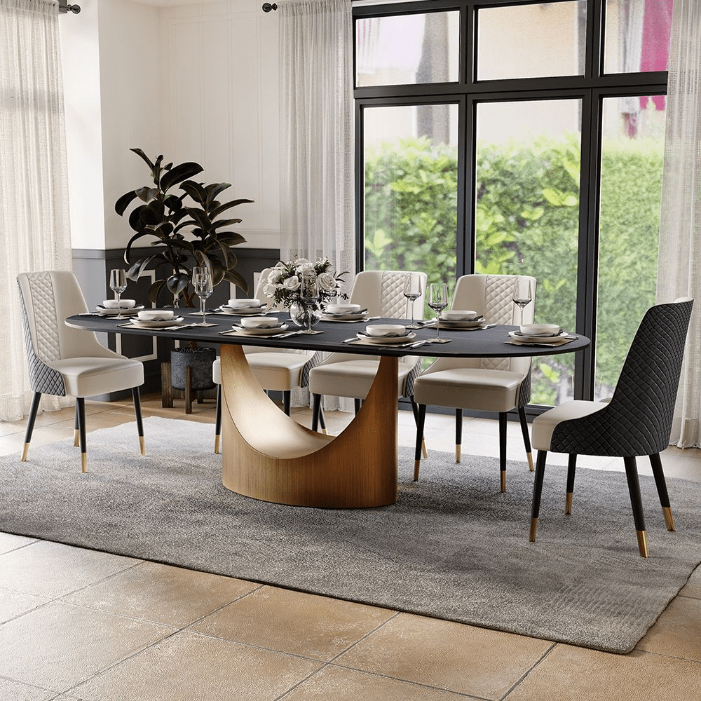 Aurelio Oval Gloss Sintered Stone Dining Table - Exclusivia
