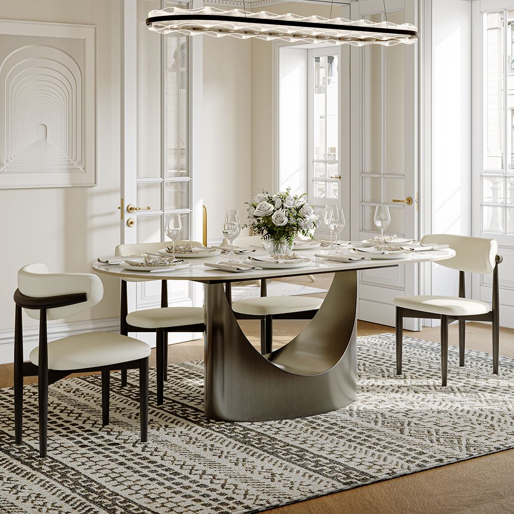 Aurelio Oval Gloss Sintered Stone Dining Table - Exclusivia