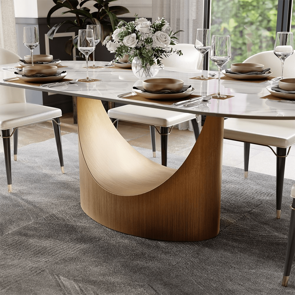 Aurelio Oval Gloss Sintered Stone Dining Table - Exclusivia