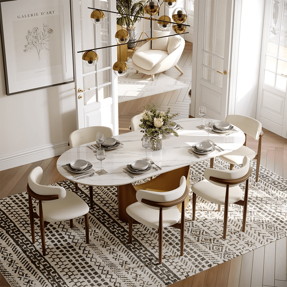 Aurelio Oval Gloss Sintered Stone Dining Table - Exclusivia