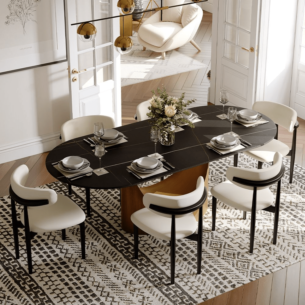 Aurelio Oval Gloss Sintered Stone Dining Table - Exclusivia