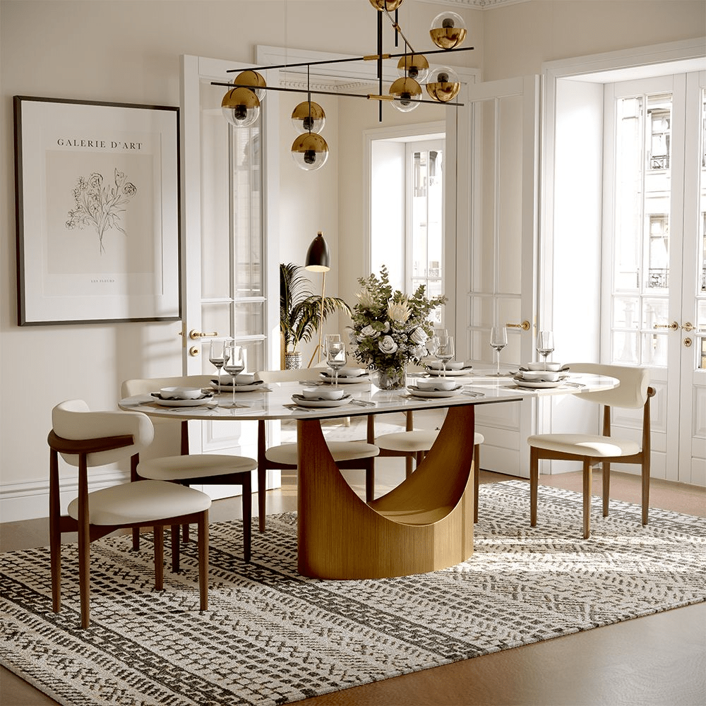 Aurelio Oval Gloss Sintered Stone Dining Table - Exclusivia