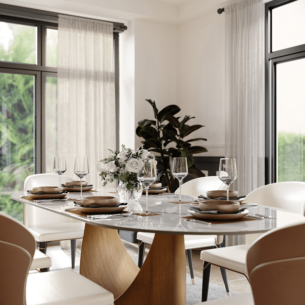 Aurelio Oval Gloss Sintered Stone Dining Table - Exclusivia