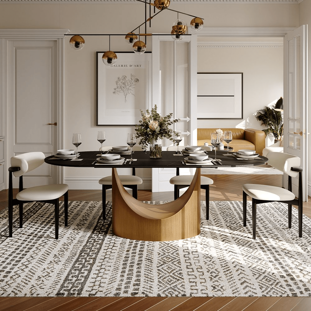 Aurelio Oval Gloss Sintered Stone Dining Table - Exclusivia