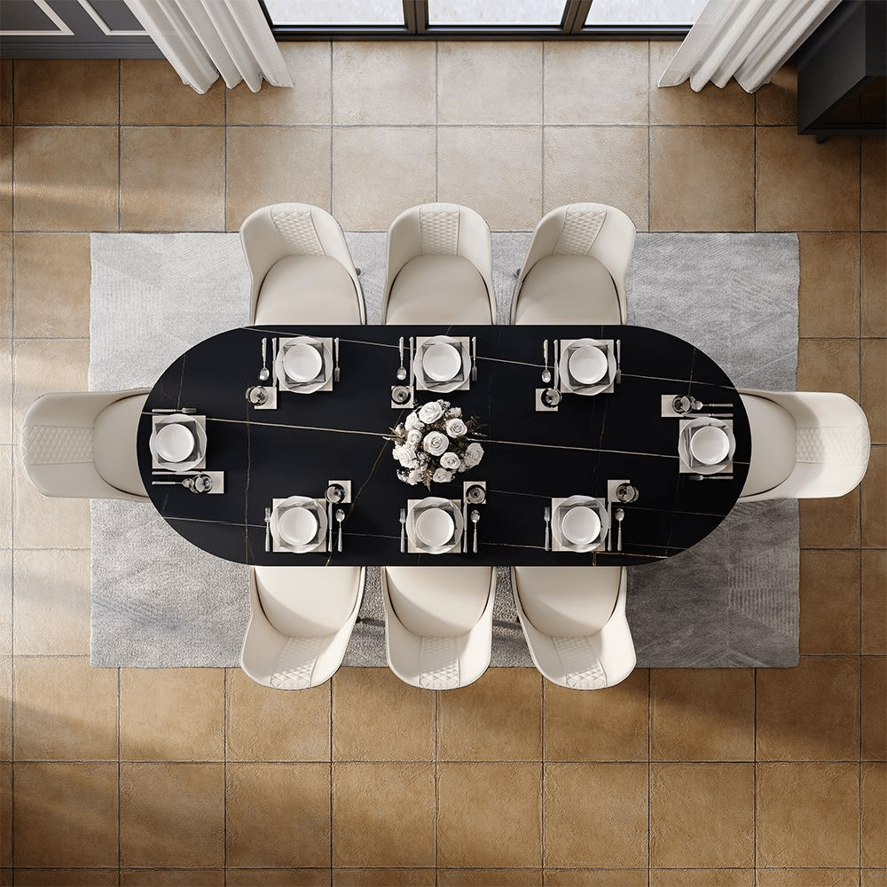 Aurelio Oval Gloss Sintered Stone Dining Table - Exclusivia