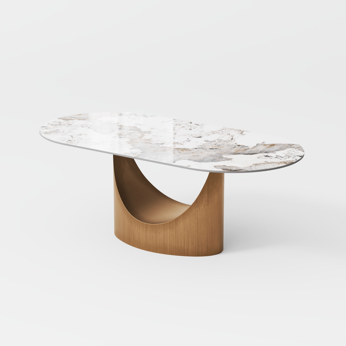 Aurelio Oval Gloss Sintered Stone Dining Table - Exclusivia