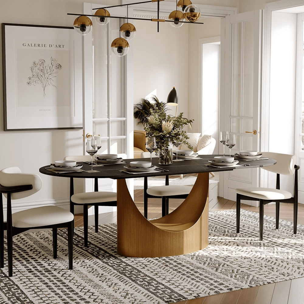 Aurelio Oval Gloss Sintered Stone Dining Table - Exclusivia