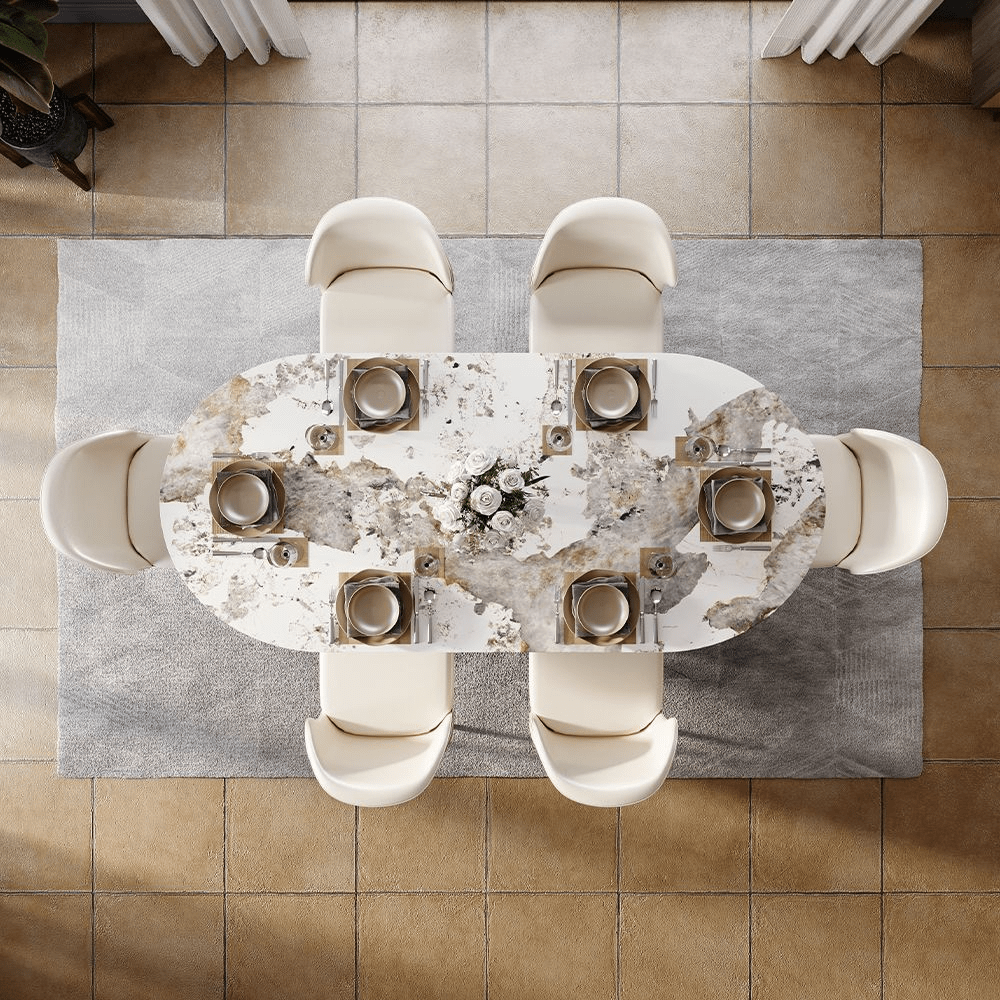 Aurelio Oval Gloss Sintered Stone Dining Table - Exclusivia