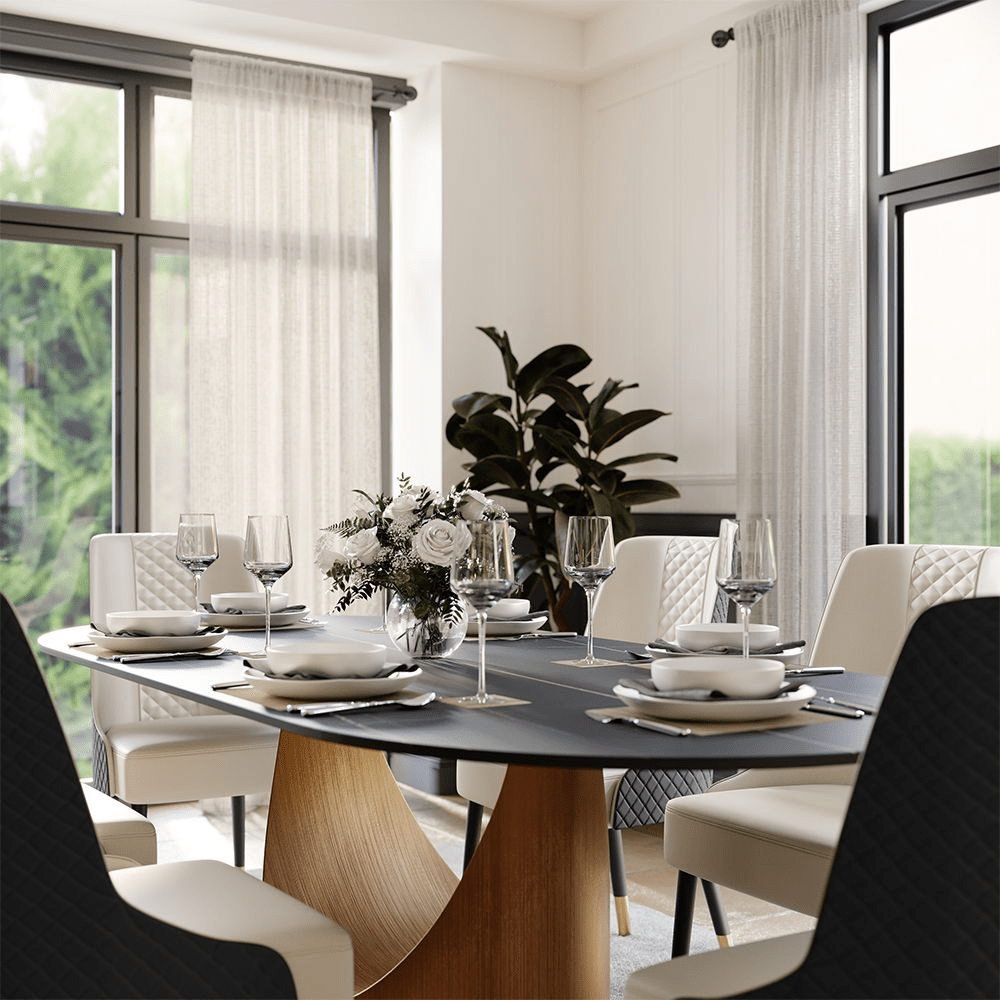 Aurelio Oval Gloss Sintered Stone Dining Table - Exclusivia