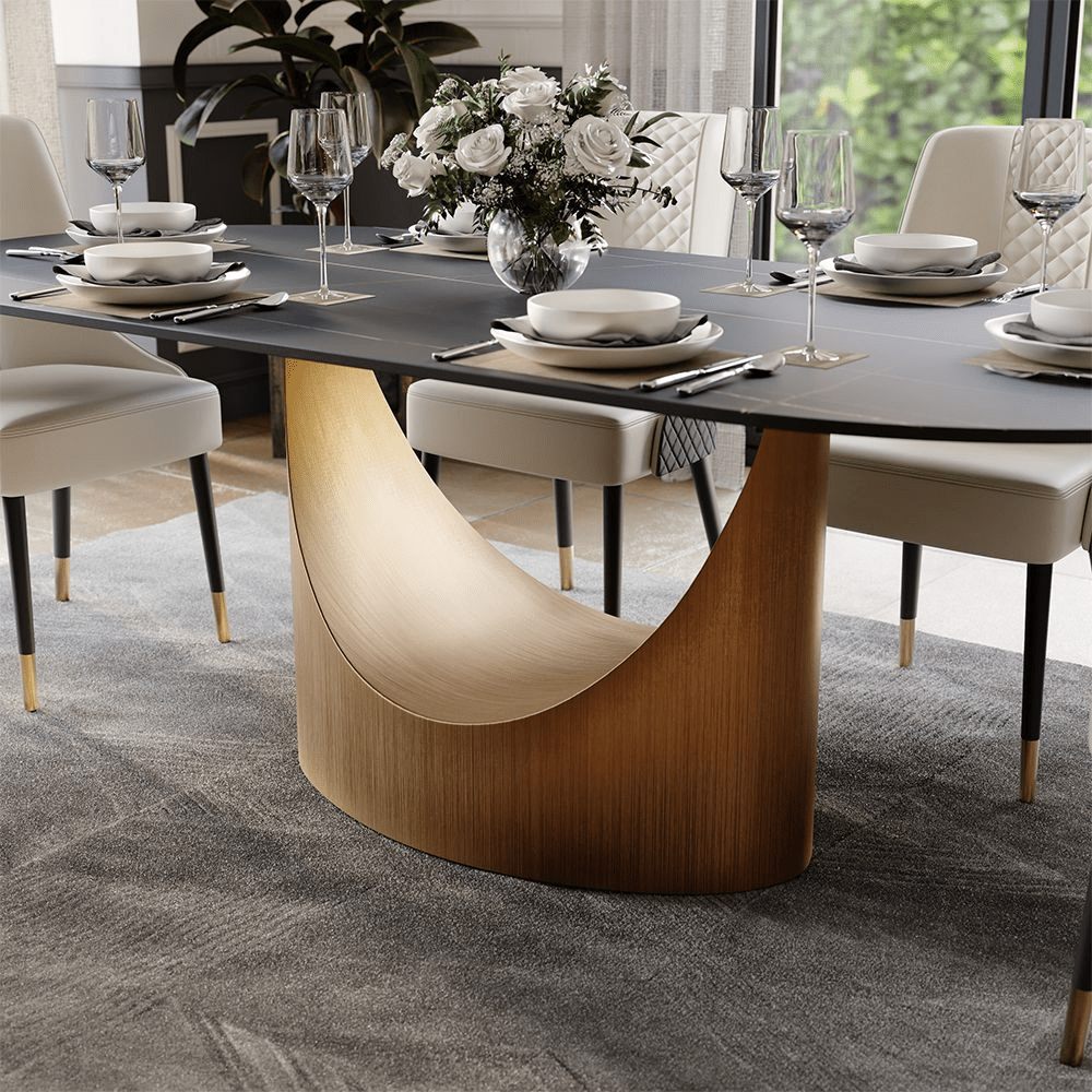 Aurelio Oval Gloss Sintered Stone Dining Table - Exclusivia
