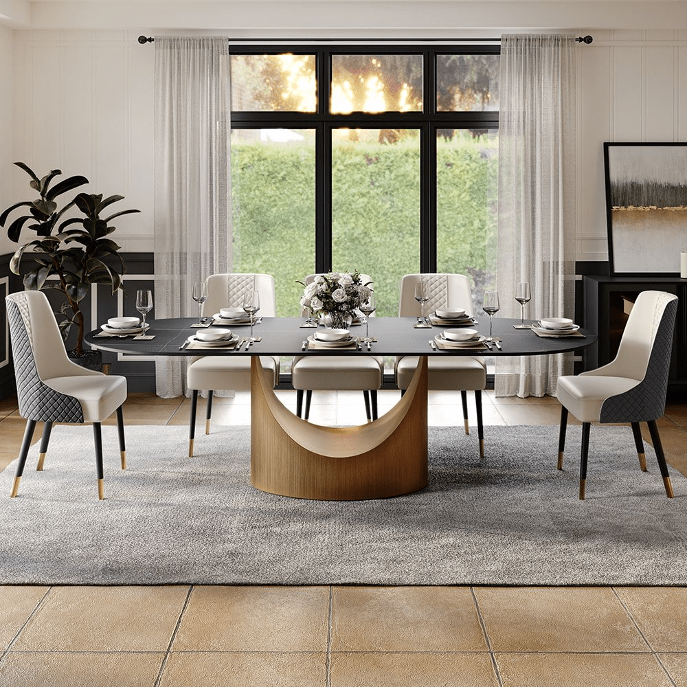 Aurelio Oval Gloss Sintered Stone Dining Table - Exclusivia