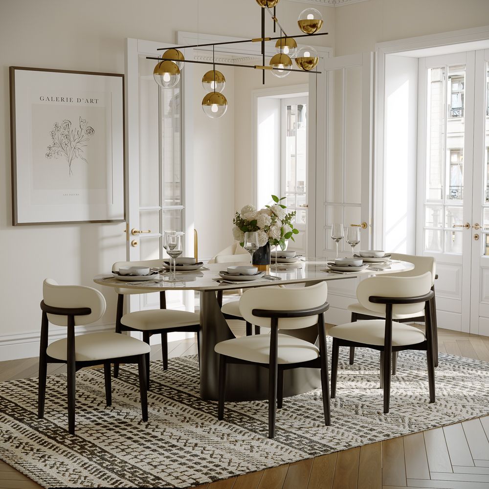 Aurelio Oval Gloss Sintered Stone Dining Table - Exclusivia