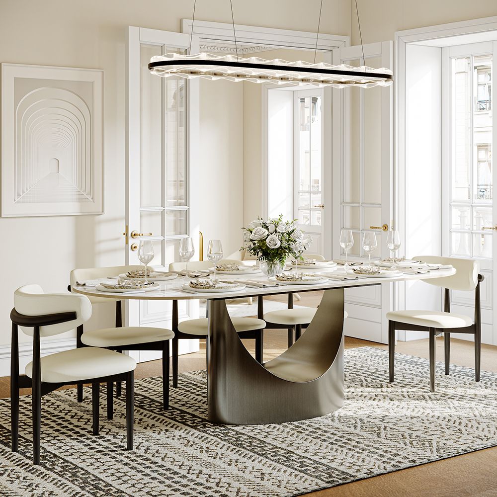 Aurelio Oval Gloss Sintered Stone Dining Table - Exclusivia