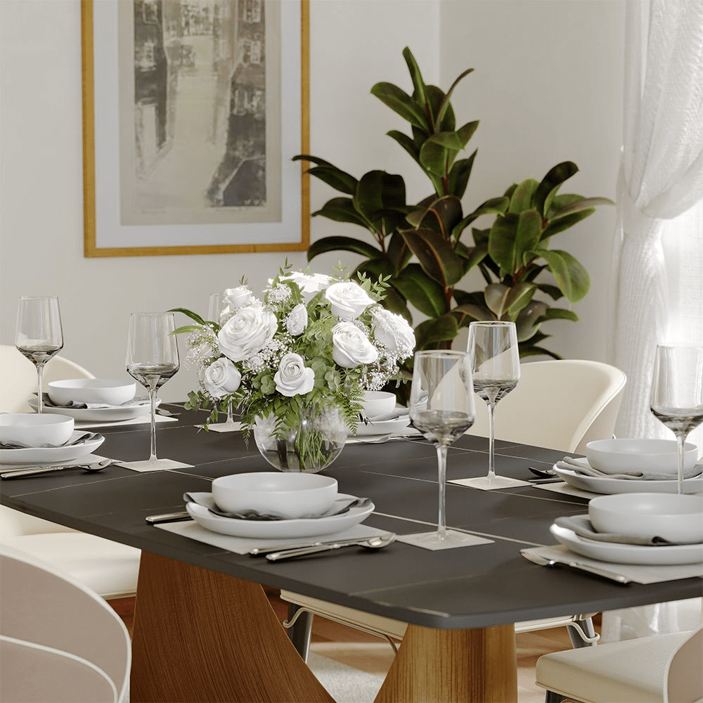 Aurelio Recta Matte Sintered Stone Dining Table - Exclusivia