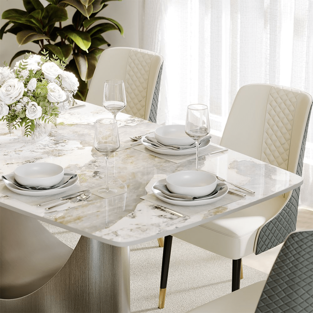 Aurelio Recta Matte Sintered Stone Dining Table - Exclusivia