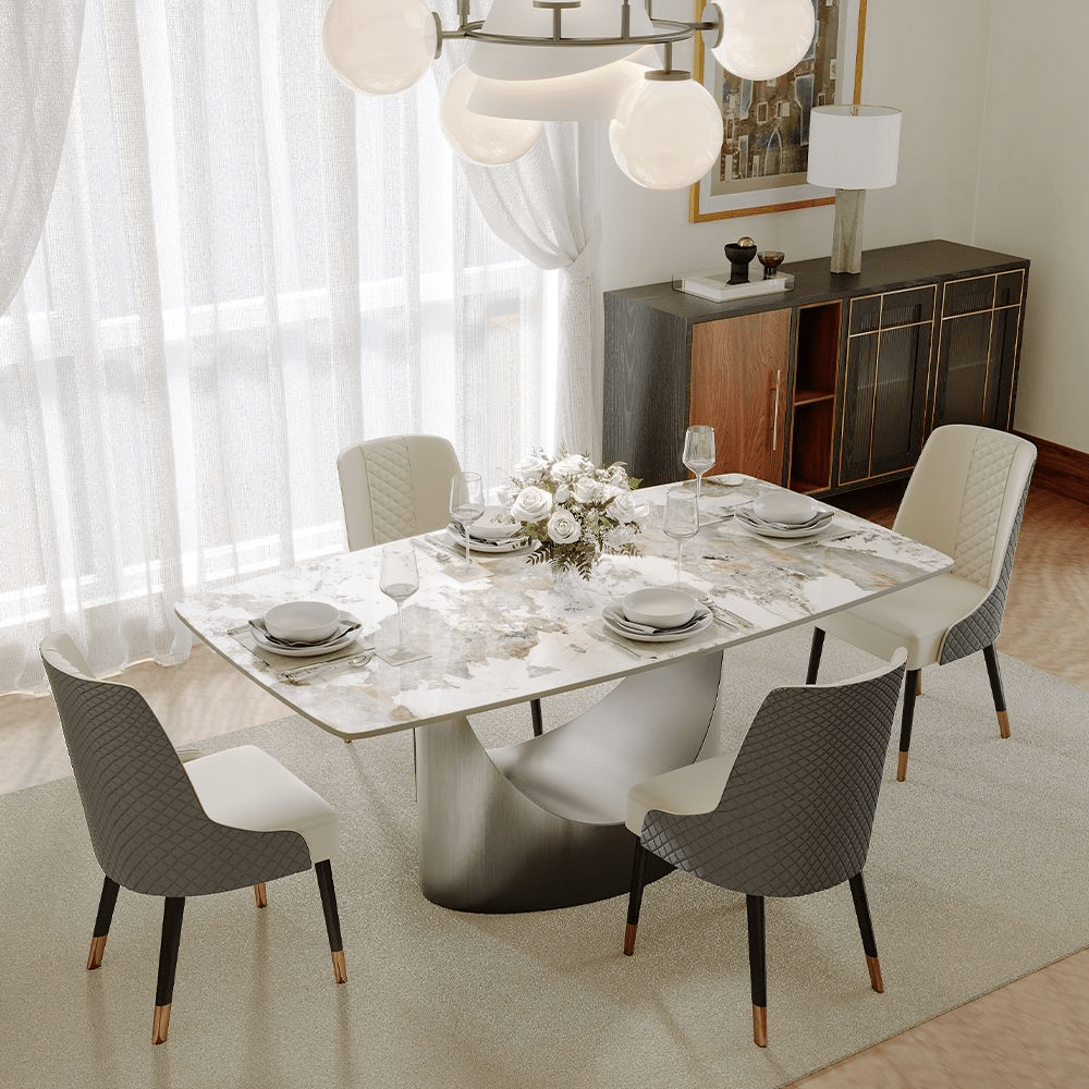 Aurelio Recta Matte Sintered Stone Dining Table - Exclusivia