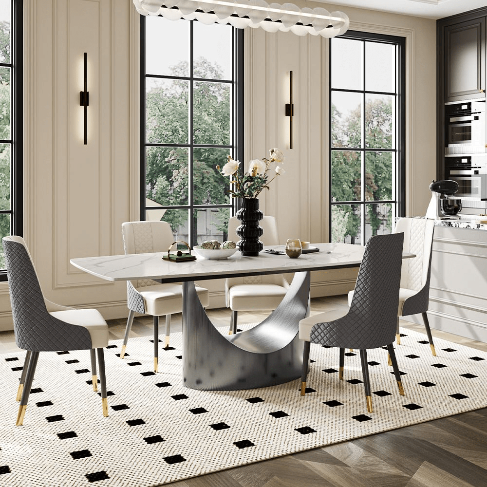 Aurelio Recta Matte Sintered Stone Dining Table - Exclusivia