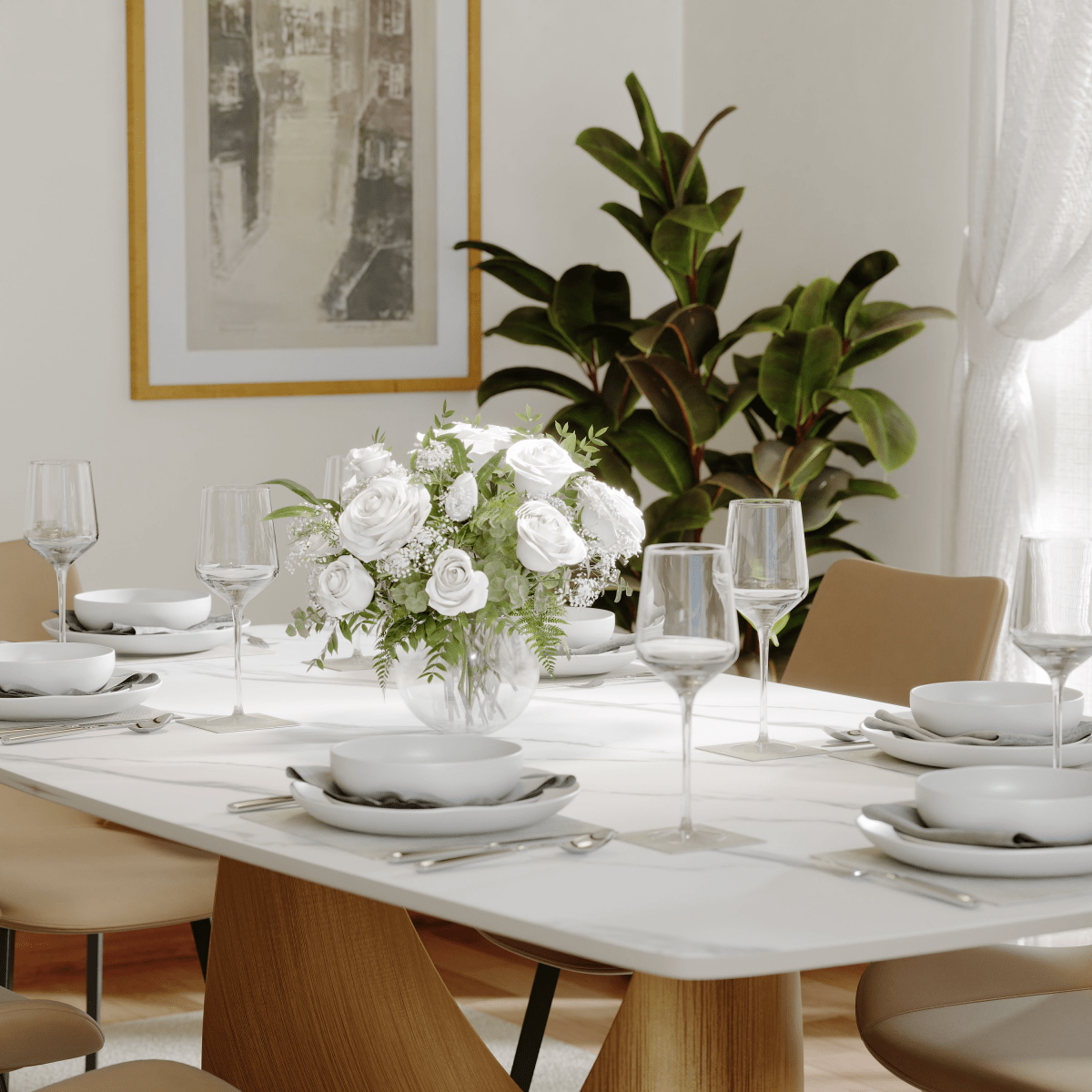 Aurelio Recta Matte Sintered Stone Dining Table - Exclusivia