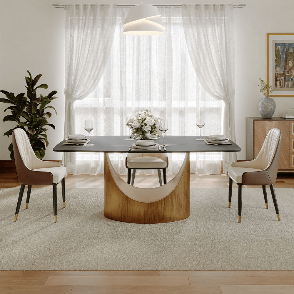 Aurelio Recta Matte Sintered Stone Dining Table - Exclusivia