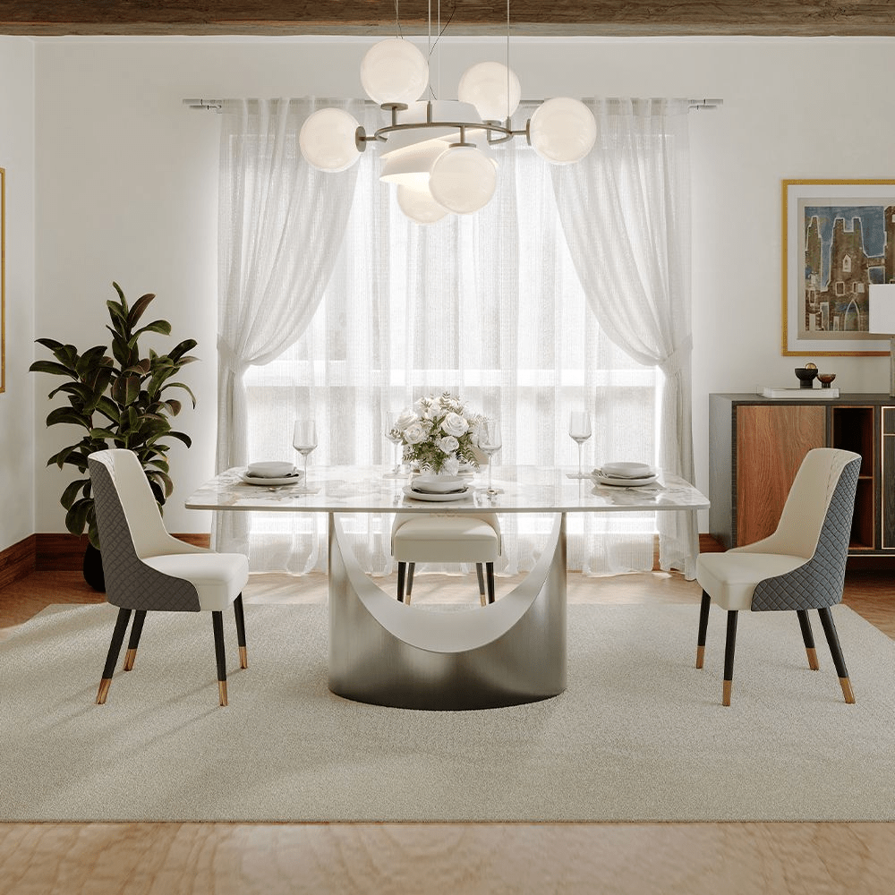 Aurelio Recta Matte Sintered Stone Dining Table - Exclusivia