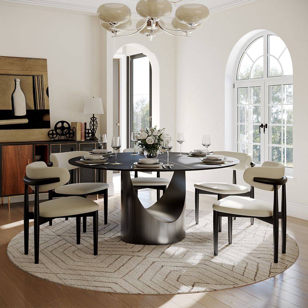 Aurelio Round Sintered Stone Dining Table - Exclusivia