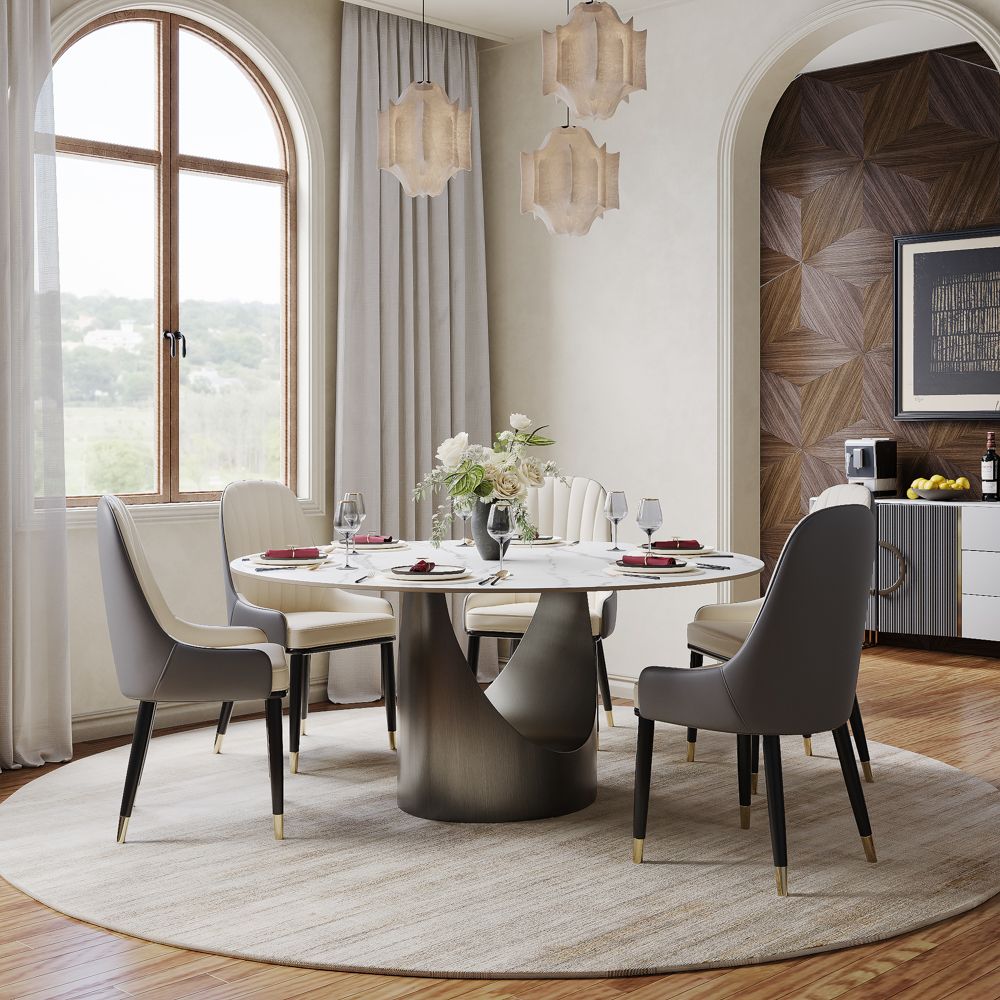 Aurelio Round Sintered Stone Dining Table - Exclusivia