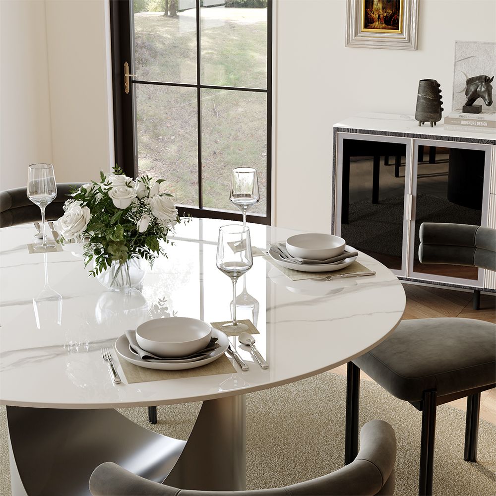 Aurelio Round Sintered Stone Dining Table - Exclusivia