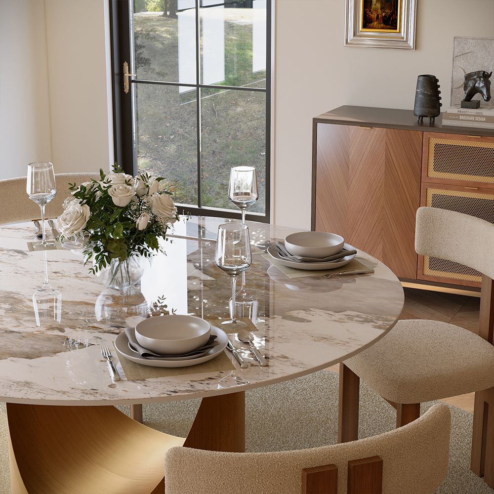 Aurelio Round Sintered Stone Dining Table - Exclusivia